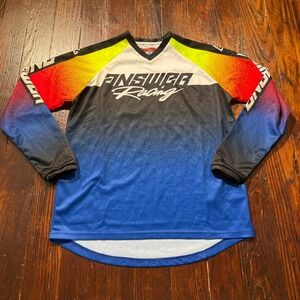 Answer Racing Motocross Jersey Youth Large Blue Red Gradient Race Grade